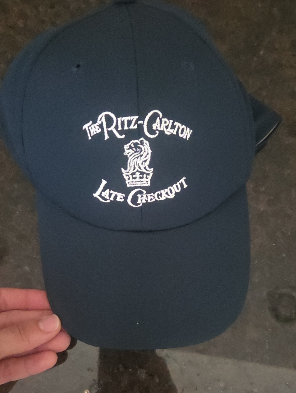 Navy Blue 'Late Checkout' Embroidered Cap